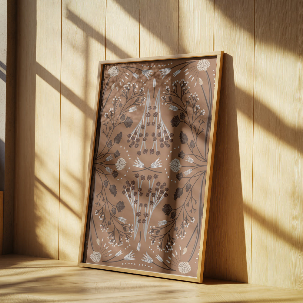 Folk Mirrored Botanicals - Earth Tones | Poster