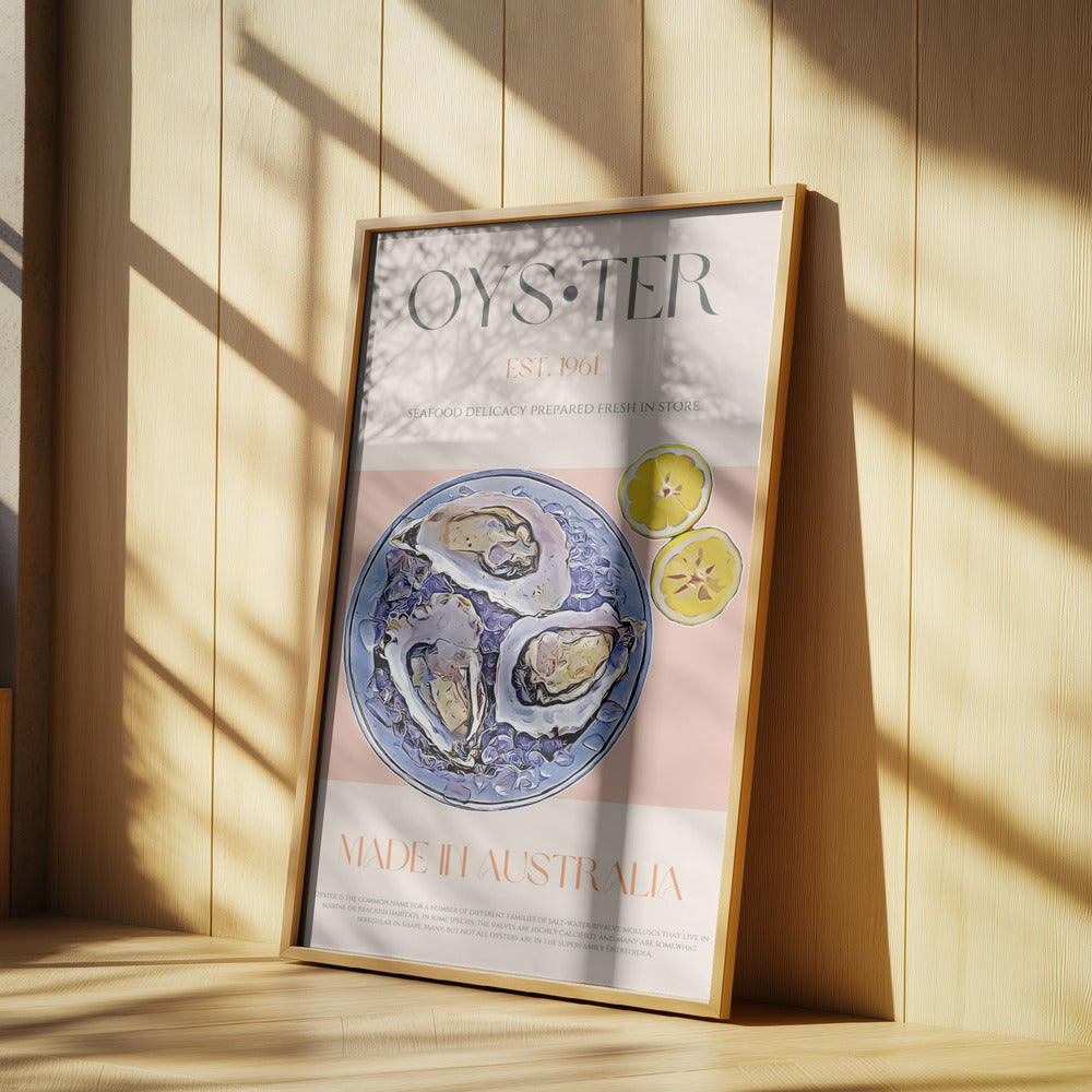 Frische Austern mit Zitronenscheiben | Poster