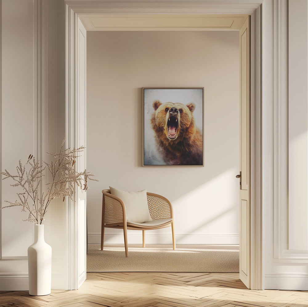 Akvarell djurkonst med björnbrun björn | Poster