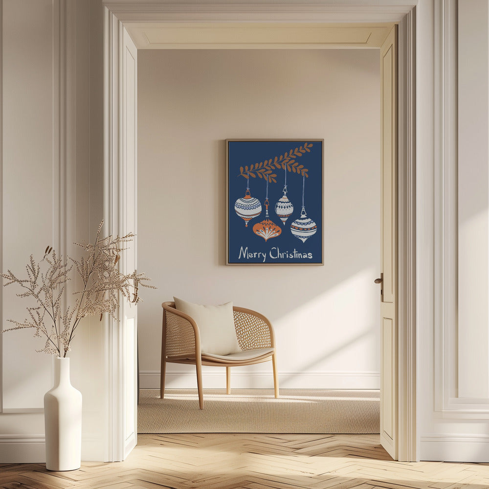 Glada små julgranskulor blå | Poster