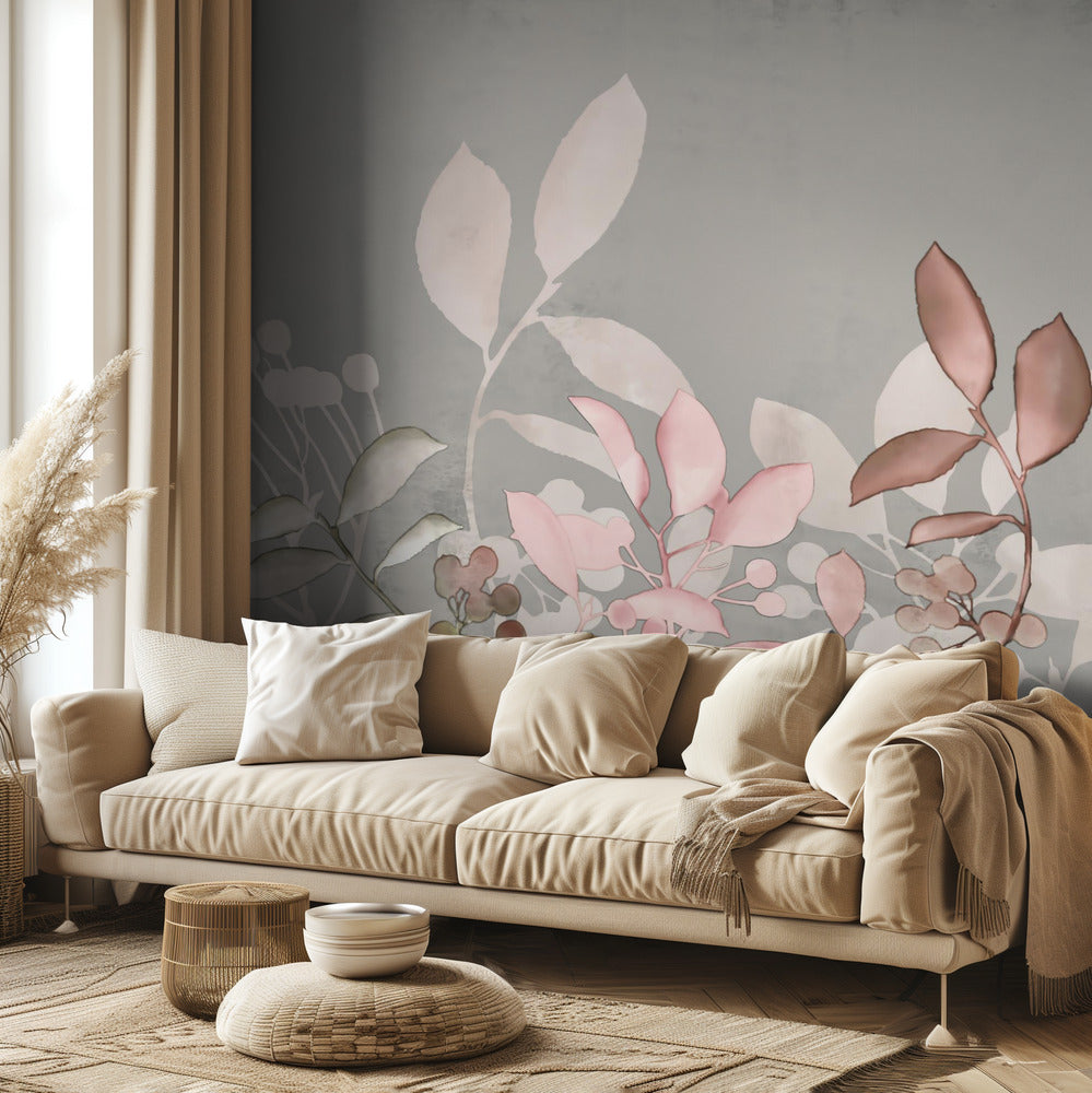 Aquarelle Pastel Jardin Rose | Papier Peint Photo
