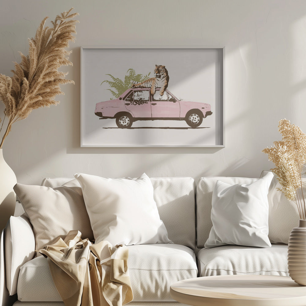 Tiger On Car | Poster
