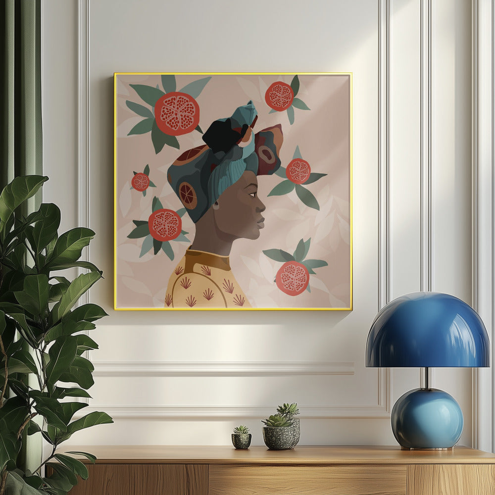 Granatæble Afro Kvinde | Plakater - Kunsttryk