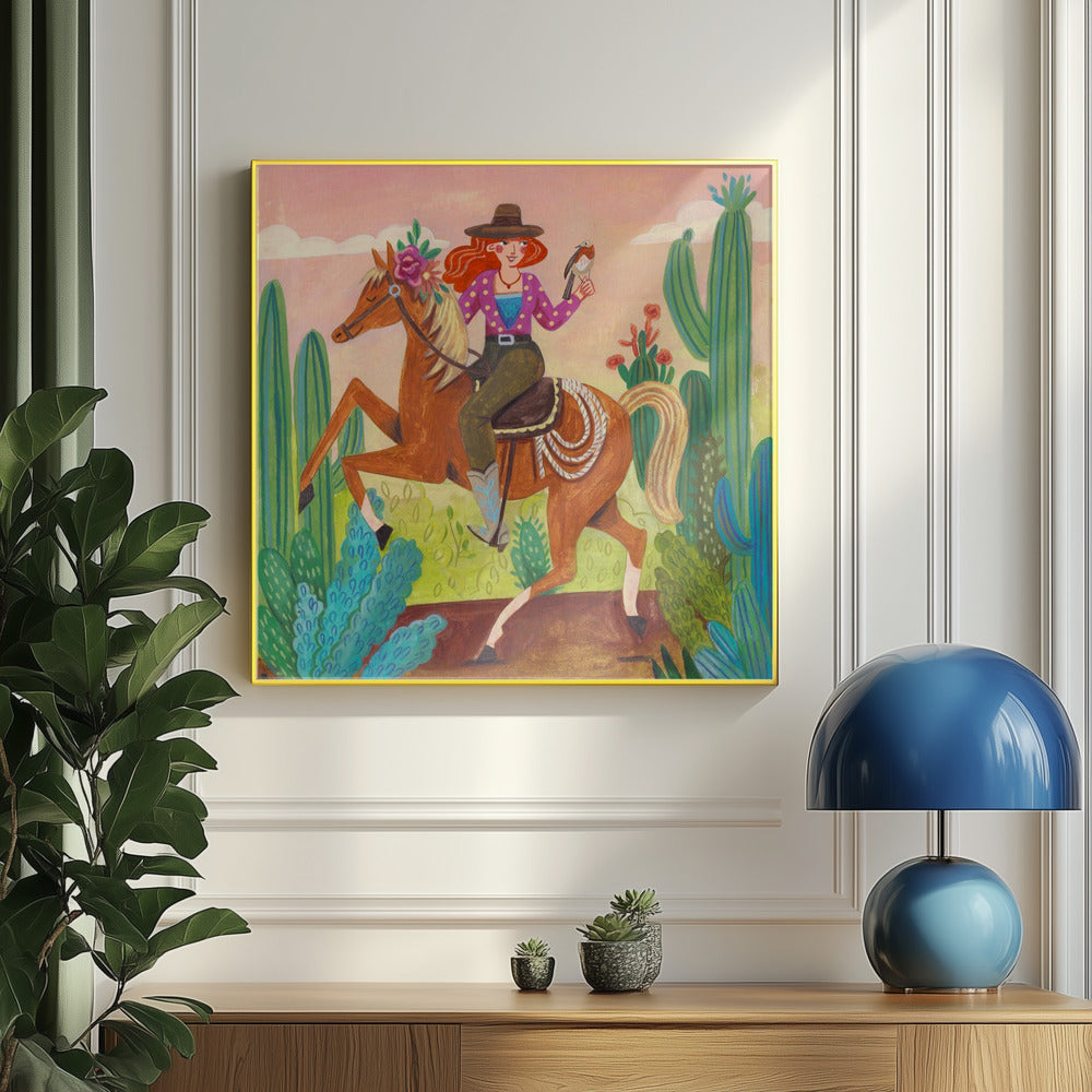 Cowgirl à cheval dans le désert | Posters - Affiche Artistique