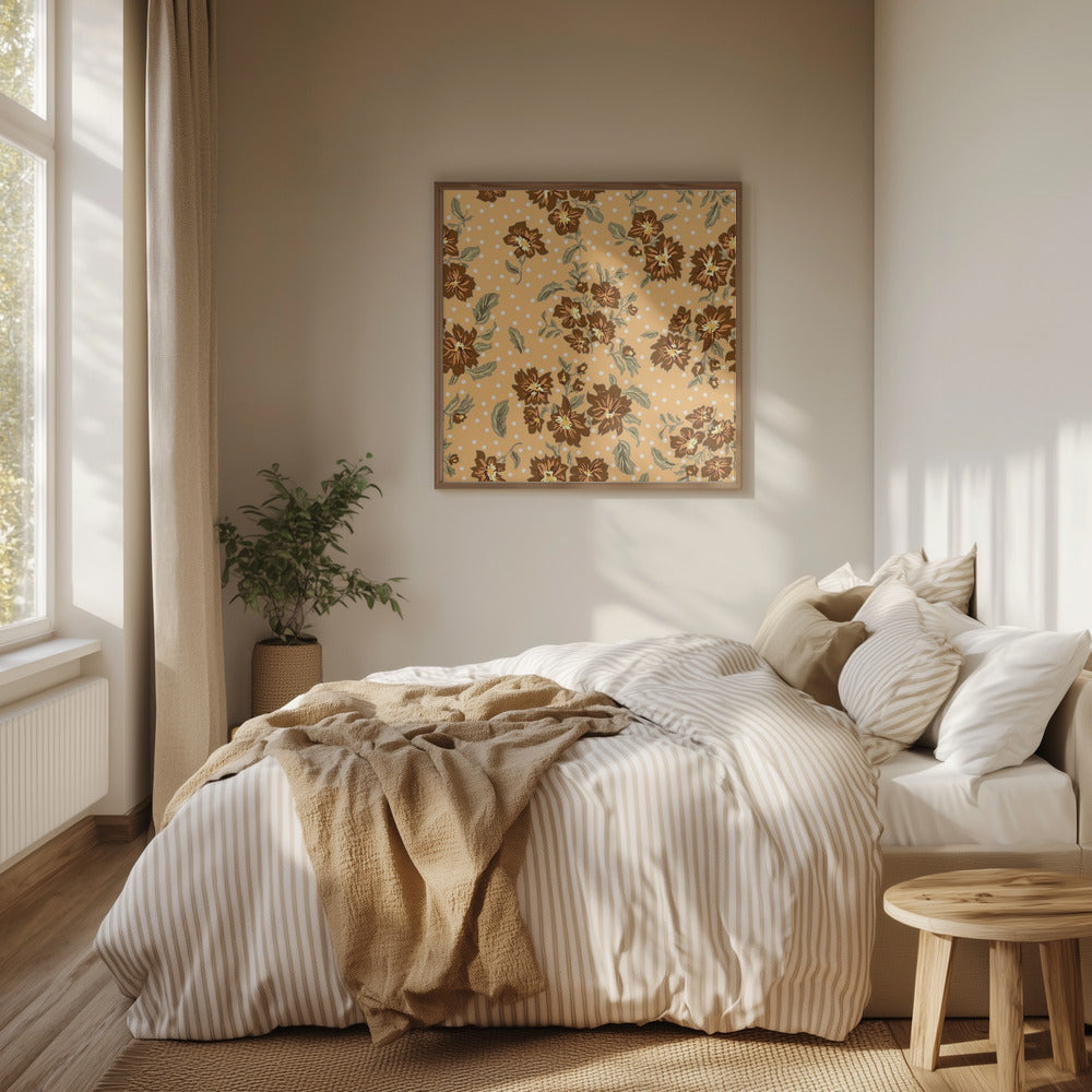 Floral Heritage bouquet yellow vintage pattern | Poster