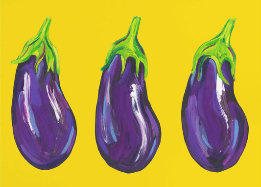 Aubergines On Yellow | Canvas
