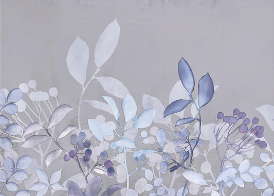 Aquarelle Pastel Jardin Bleu | Papier Peint Photo