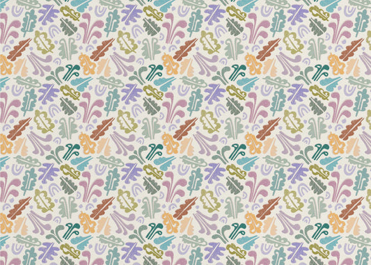 Block print leaves warm white | Poster