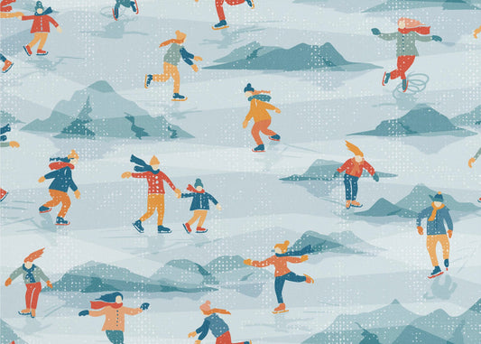 Retro sportive ice skating textured pattern | Poster