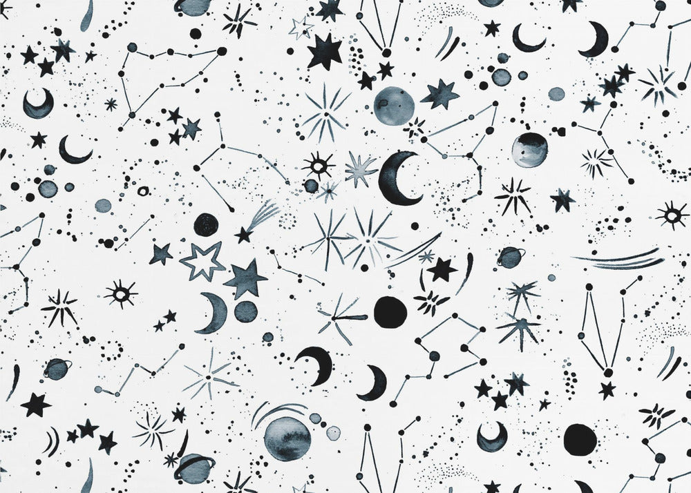 Galaxie Planètes Lune Blanche | Papier Peint Photo