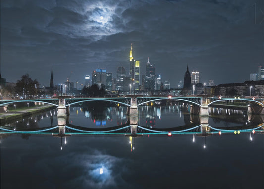 Francfort à la pleine lune | Papier Peint Photo