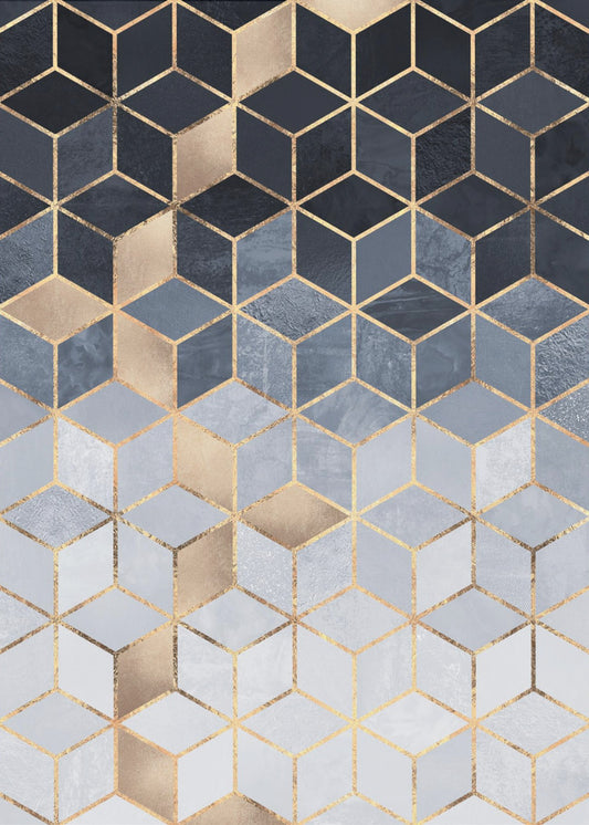 Cubi sfumati blu tenui | Stampe su Tela