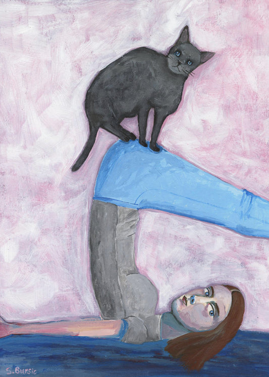 Yoga mit meiner Katze | Leinwand-Bilder