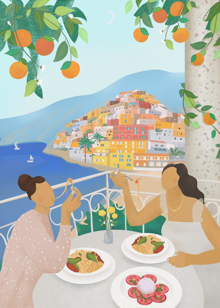 Dziewczyny w Positano | Wydruki na łótnie