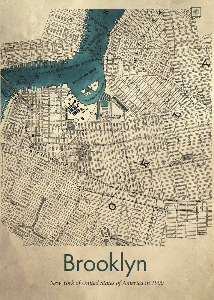 Brooklyn-Karte | Leinwand-Bilder