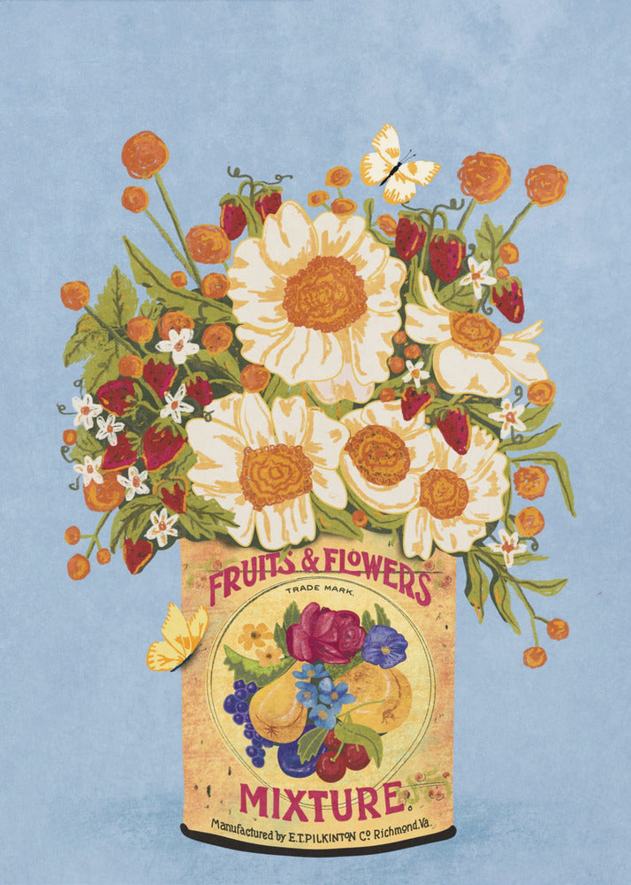 Blommor i en vintage teburk | Canvas