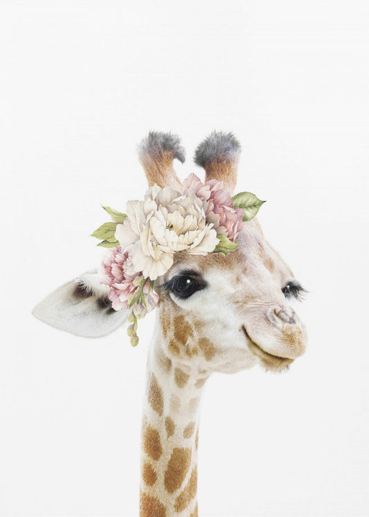 Floral Baby Giraffe | Canvas