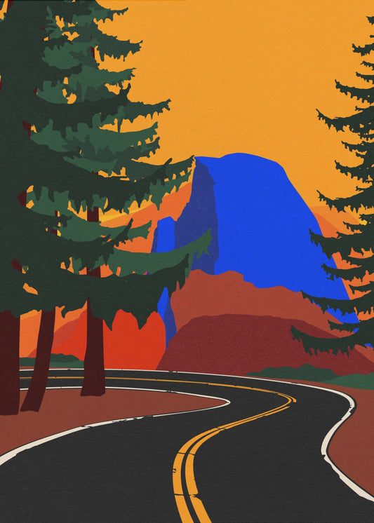 Clacier Road mit Half Dome | Leinwand-Bilder