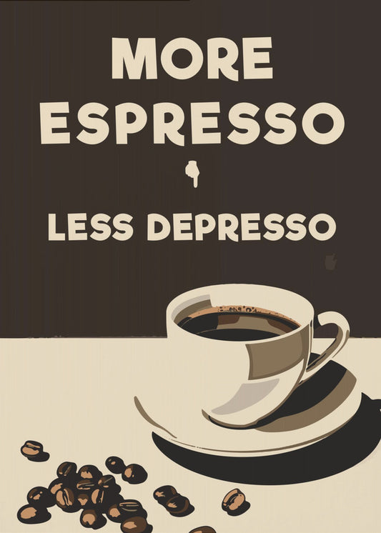 Mer Espresso - Mindre Depresso | Affisch
