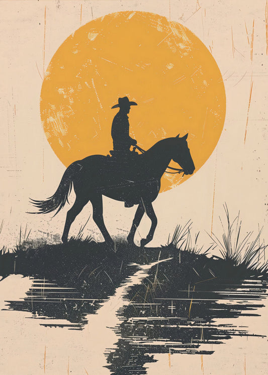Cowboy au coucher du soleil | Tableaux sur Toile