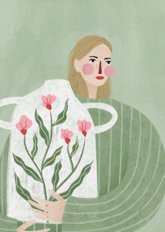 Kvinnan med rosa vas | Poster