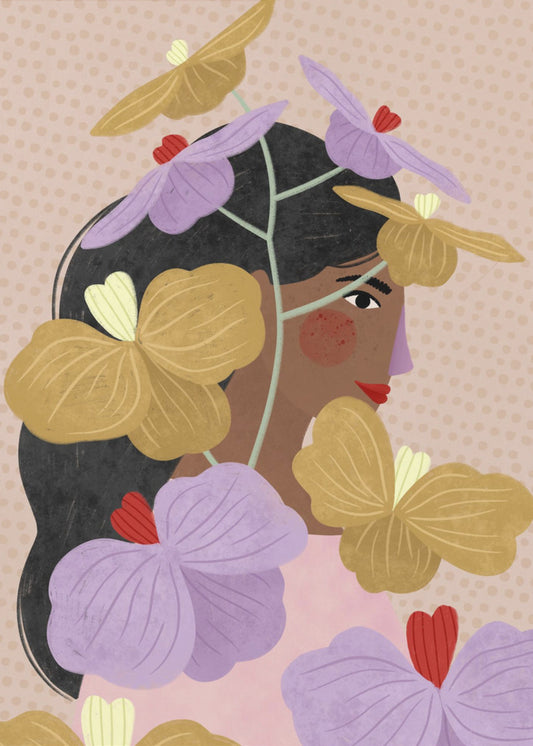 Dold bakom gula lila blommor | Poster