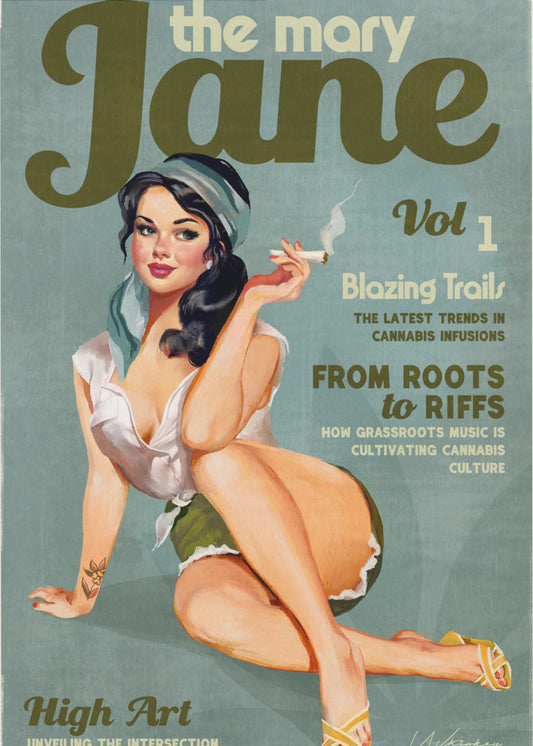 Mary Jane Retro Vintage Pinup Cannabis Art | Canvas
