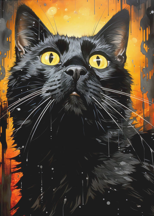 Svart katt Adam akvarell djurkonst | Poster