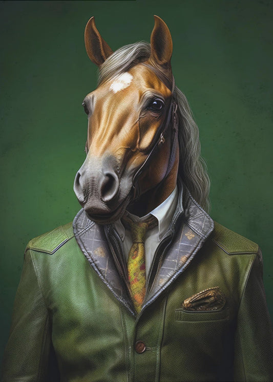 Elegant Green Horse Animal Art | Poster