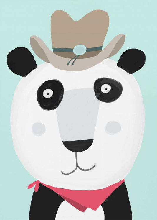 Lustiger Panda mit Cowboyhut von der Künstlerin Carla Daly | Leinwand-Bilder