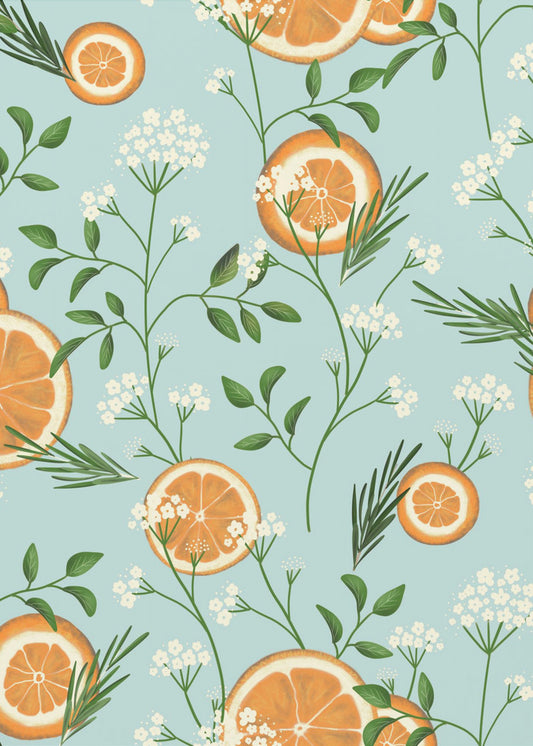 Elderflowers and Oranges Light Blue | Poster