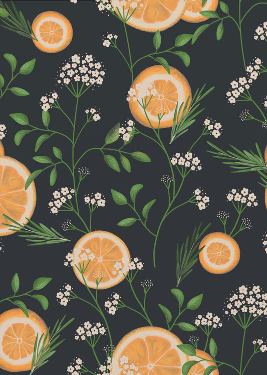 Elderflowers and Oranges Black | Poster