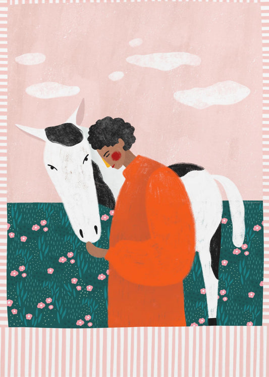 Livfull flicka och häst | Poster