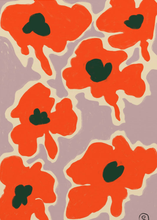 Livfulla vallmoblommor | Poster
