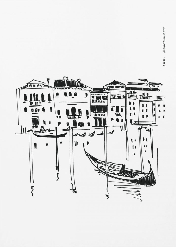Impresión artística de viaje al Gran Canal de Venecia con góndola, Italia | Impresiones en Lienzo
