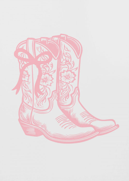 Bottes de cow-girl roses avec nœud | Tableaux sur Toile