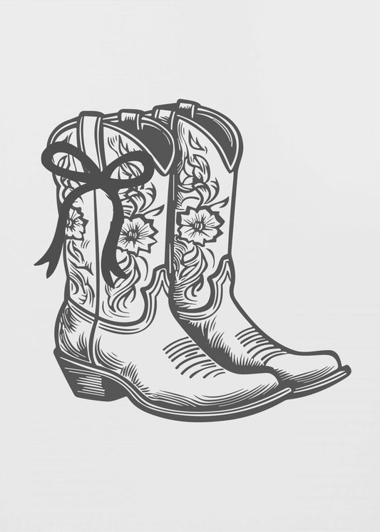 Bottes de cow-girl noires avec nœud | Tableaux sur Toile