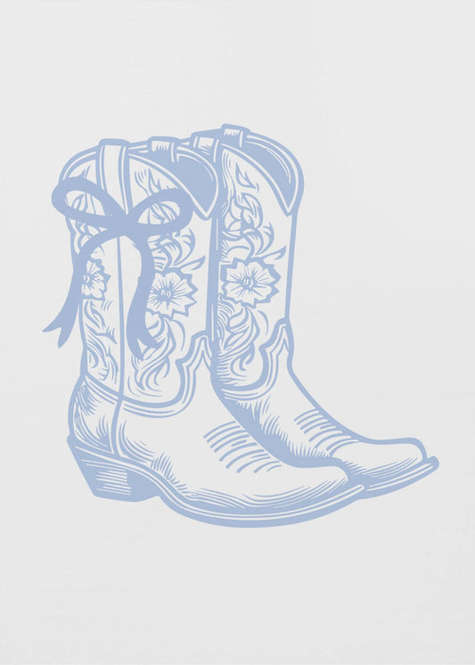Bottes de cow-girl bleu clair avec nœud | Tableaux sur Toile