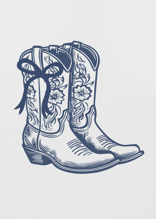 Bottes de cow-girl bleu marine avec nœud | Tableaux sur Toile