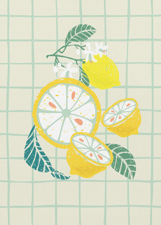 Lemon slice with leaves | Canvas