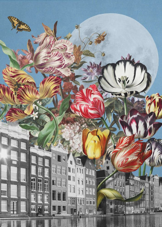 Lebendige Tulpen und komplizierte Schmetterlinge | Poster