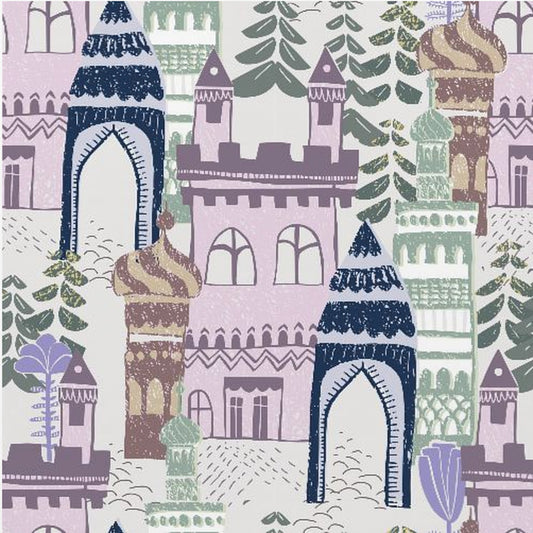 Block print Home castle pattern lilac blue | Poster