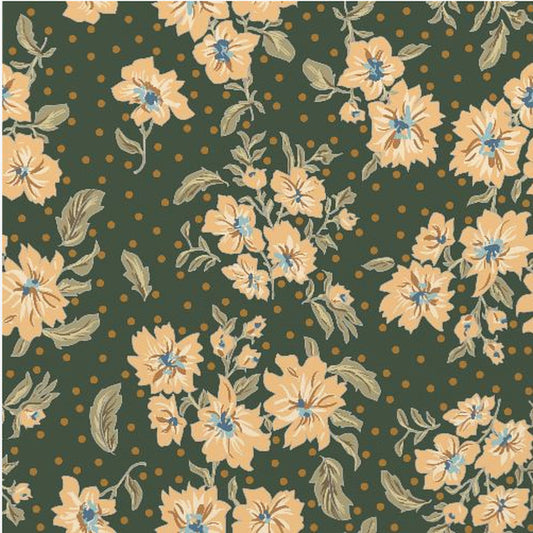Floral Heritage bouquet forest green pattern | Poster